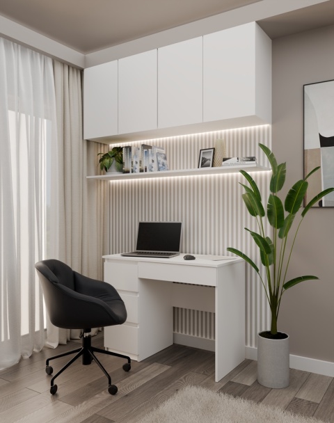 Biurko z szufladami BIUR-706-BIEL-MAT-L