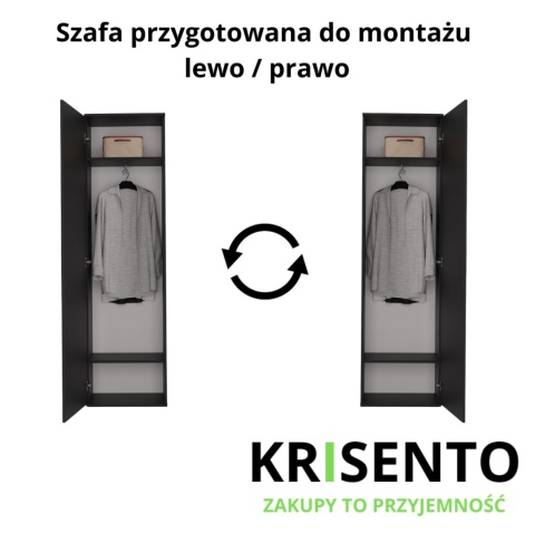 Czarna szafa z lustrem SZAF-1003-CZERN-MAT