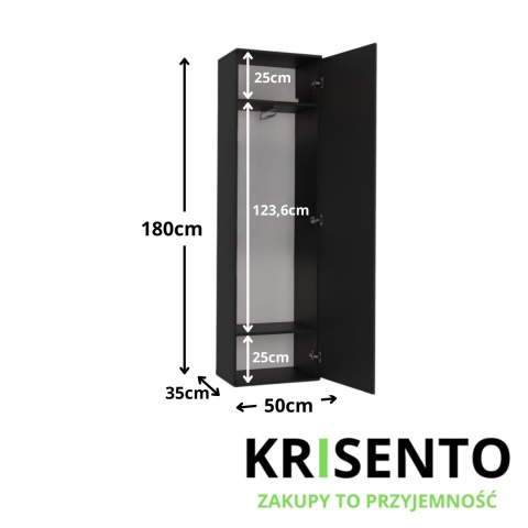 Czarna szafa z lustrem SZAF-1003-CZERN-MAT
