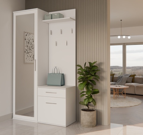 Garderoba modułowa szafa i wieszak z szafką GAR-104-BIEL-MAT
