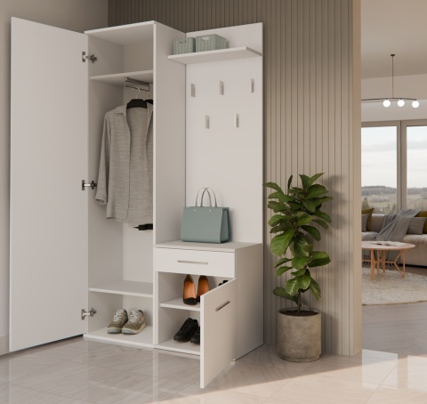 Garderoba modułowa szafa i wieszak z szafką GAR-104-BIEL-MAT