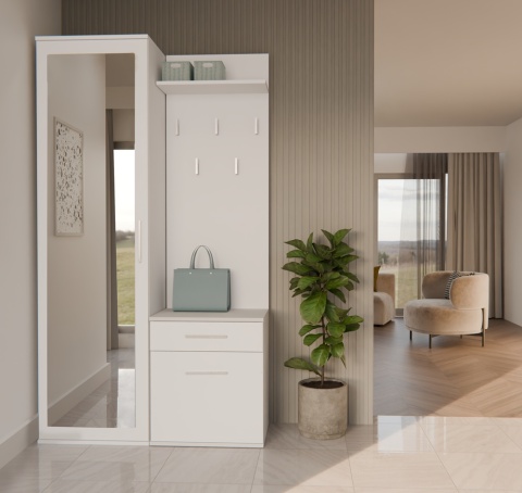 Garderoba modułowa szafa i wieszak z szafką GAR-104-BIEL-MAT