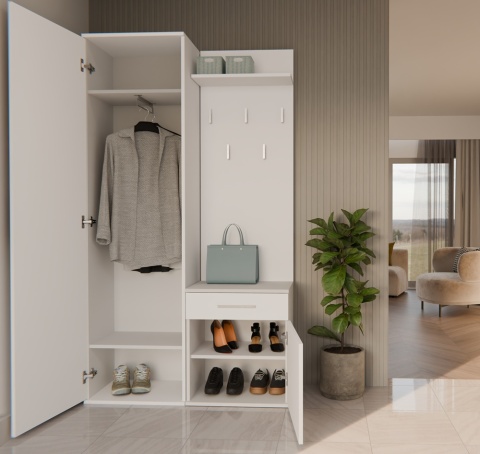 Garderoba modułowa szafa i wieszak z szafką GAR-104-BIEL-MAT