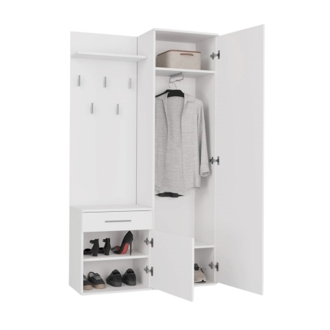 Garderoba modułowa szafa i wieszak z szafką GAR-104-BIEL-MAT