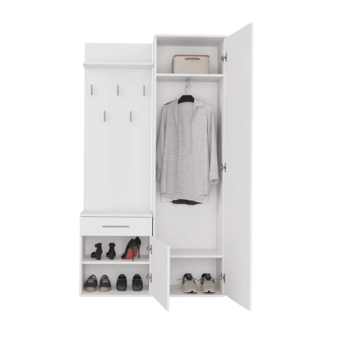 Garderoba modułowa szafa i wieszak z szafką GAR-104-BIEL-MAT