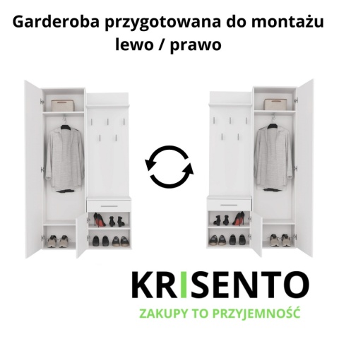 Garderoba modułowa szafa i wieszak z szafką GAR-104-BIEL-MAT