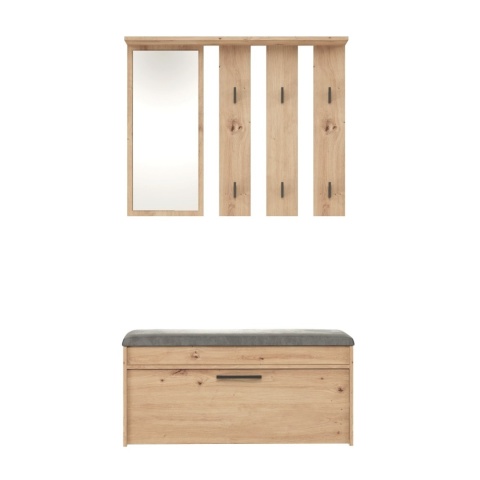 Garderoba z lustrem do przedpokoju dąb artisan GAR-106-ART