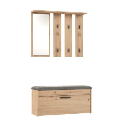 Garderoba z lustrem do przedpokoju dąb artisan GAR-106-ART