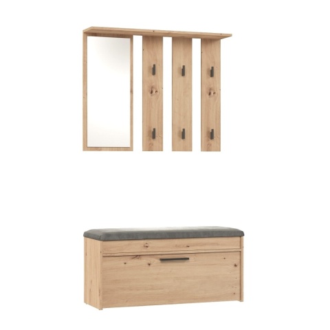 Garderoba z lustrem do przedpokoju dąb artisan GAR-106-ART