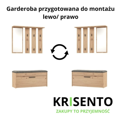 Garderoba z lustrem do przedpokoju dąb artisan GAR-106-ART