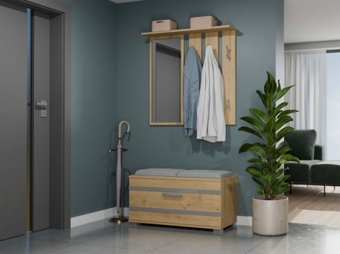 Garderoba z siedziskiem i lustrem dąb artisan GAR-102-ART