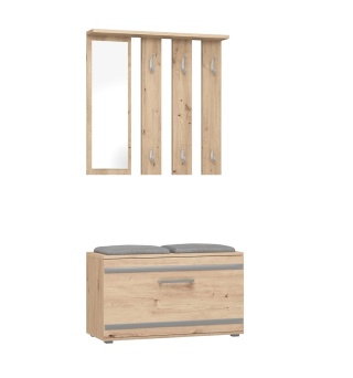Garderoba z siedziskiem i lustrem dąb artisan GAR-102-ART