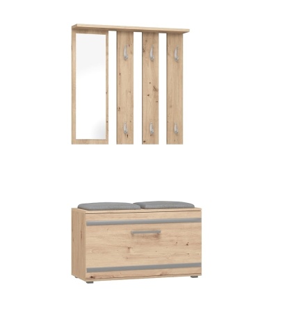 Garderoba z siedziskiem i lustrem dąb artisan GAR-102-ART