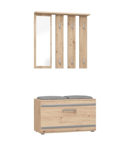 Garderoba z siedziskiem i lustrem dąb artisan GAR-102-ART