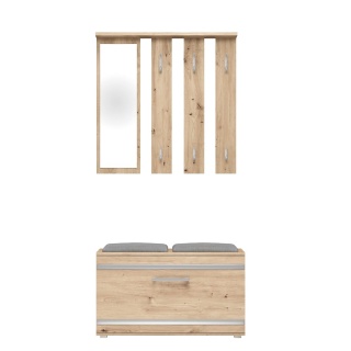 Garderoba z siedziskiem i lustrem dąb artisan GAR-102-ART