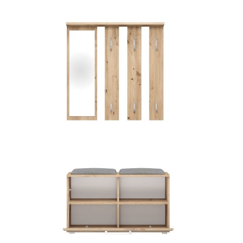 Garderoba z siedziskiem i lustrem dąb artisan GAR-102-ART