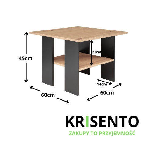 Ława kwadratowa stolik STOL-810-ART-CZERN
