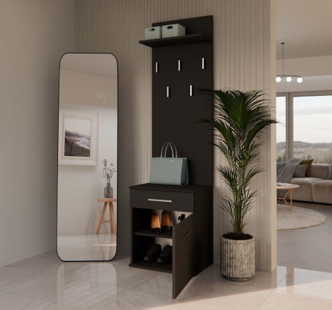 Mała garderoba czarna matowa GAR-103-CZERN