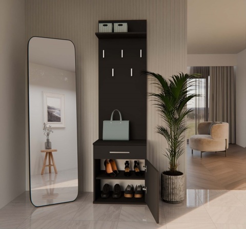 Mała garderoba czarna matowa GAR-103-CZERN