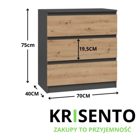Mała komoda antracyt - dąb artisan KOM-901-ANT-ART