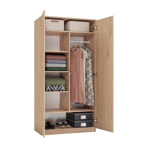 Szafa dwudrzwiowa z półkami i drążkiem SZAF-1002-ART