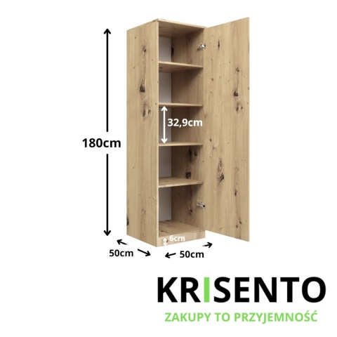 Szafa jednodrzwiowa z półkami SZAF-1001-ART