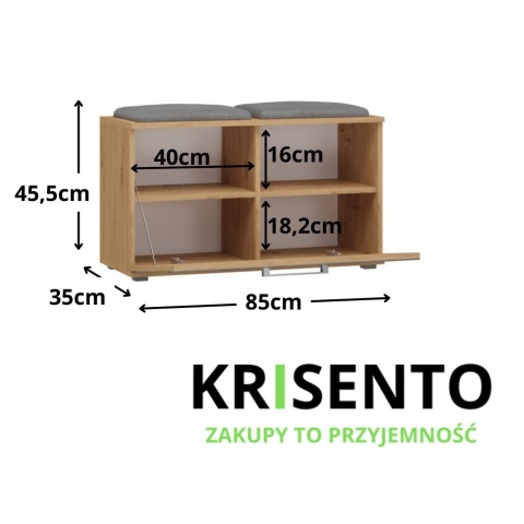 Szafka do ganku na obuwie z siedziskiem BUT-202-ART