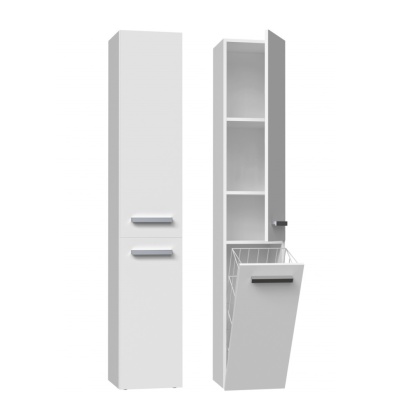 Szafka do łazienki z koszem LAZ-1316-BIEL-MAT