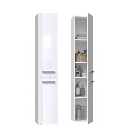 Szafka łazienkowa wąska LAZ-1314-BIEL-POŁ