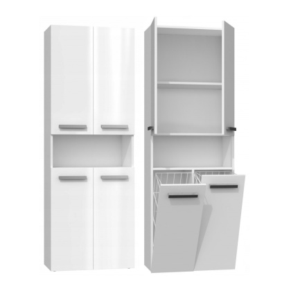 Szafka łazienkowa z koszami LAZ-1321-BIEL-POŁ