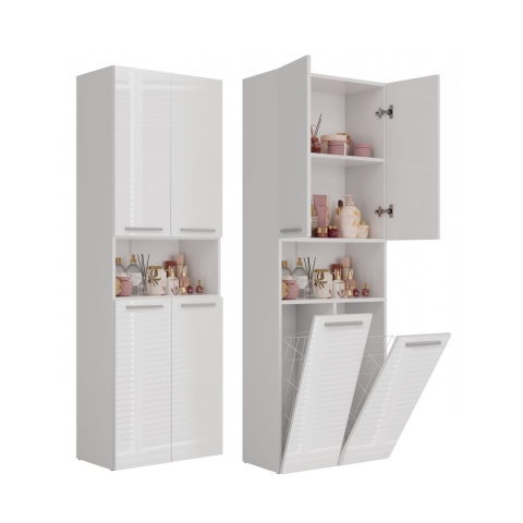 Szafka łazienkowa z koszami LAZ-1321-BIEL-POŁ