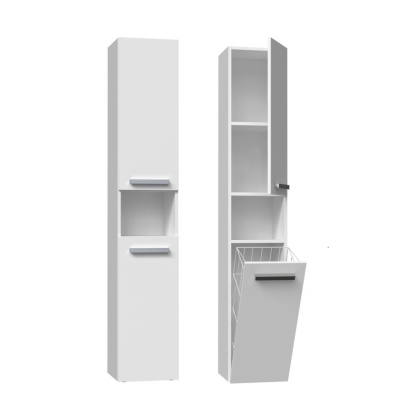 Szafka łazienkowa z koszem na pranie LAZ-1315-BIEL-MAT