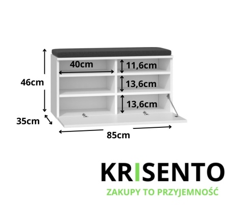 Szafka na buty z półkami biała BUT-205-BIEL-MAT