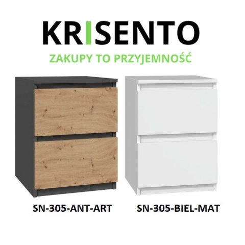 Szafka nocna 40 cm antracyt - dąb artisan SN-305-ANT-ART
