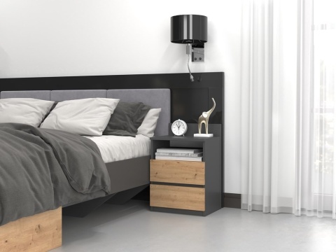 Szafka nocna antracyt - dąb artisan SN-303-ANT-ART
