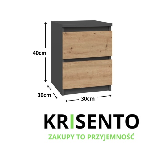 Szafka nocna waska antracyt - dąb artisan SN-304-ANT-ART