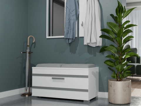 Szafka z siedziskiem na buty biała BUT-202-BIEL-MAT