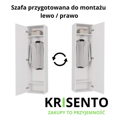 Wąska szafa z lustrem do przedpokoju SZAF-1003-BIEL-MAT