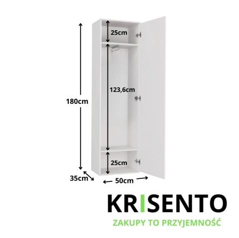 Wąska szafa z lustrem do przedpokoju SZAF-1003-BIEL-MAT