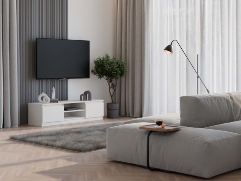 Biała szafka rtv 140cm RTV-502-BIEL-MAT