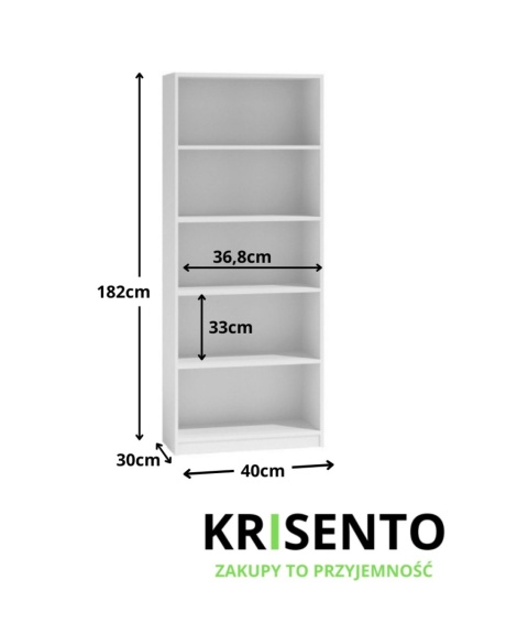 Biały regał wąski 40cm RE-1401-BIEL-MAT