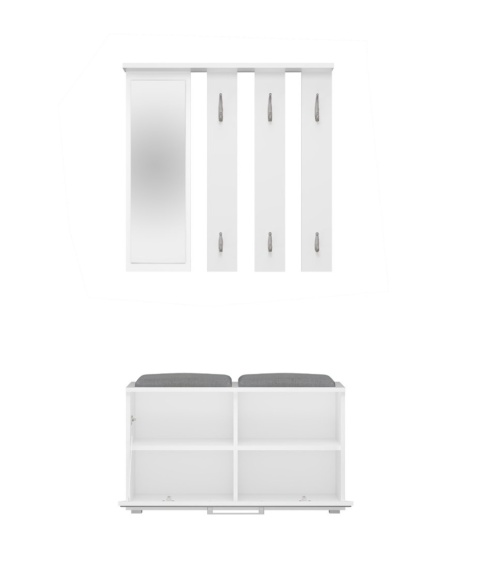 Biały wieszak z szafką na buty GAR-102-BIEL-MAT