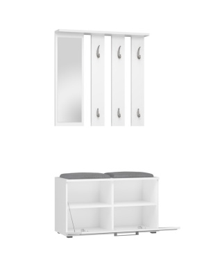 Biały wieszak z szafką na buty GAR-102-BIEL-MAT