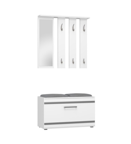 Biały wieszak z szafką na buty GAR-102-BIEL-MAT