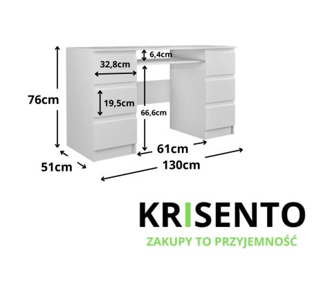 Biurko młodzieżowe nowoczesne BIUR-705-BIEL-MAT