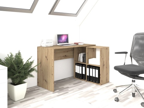 Biurko narożne z półkami dąb artisan BIUR-702-ART