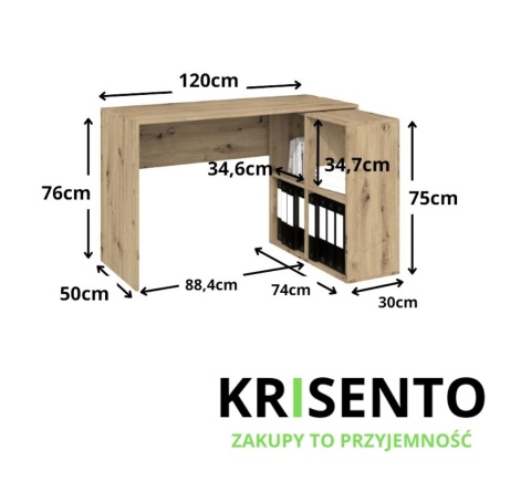 Biurko narożne z półkami dąb artisan BIUR-702-ART
