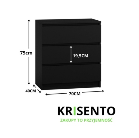 Czarna komoda z szufladami KOM-901-CZERN-MAT