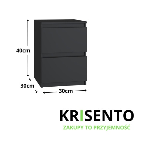 Czarna szafka nocna matowa 30x30x40 SN-304-CZERN-MAT
