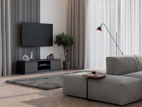 Czarna szafka rtv 140cm RTV-502-CZERN-MAT